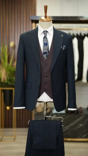 Navy Blue Slim Fit Groom Wedding Suit for Men by GentWith.com