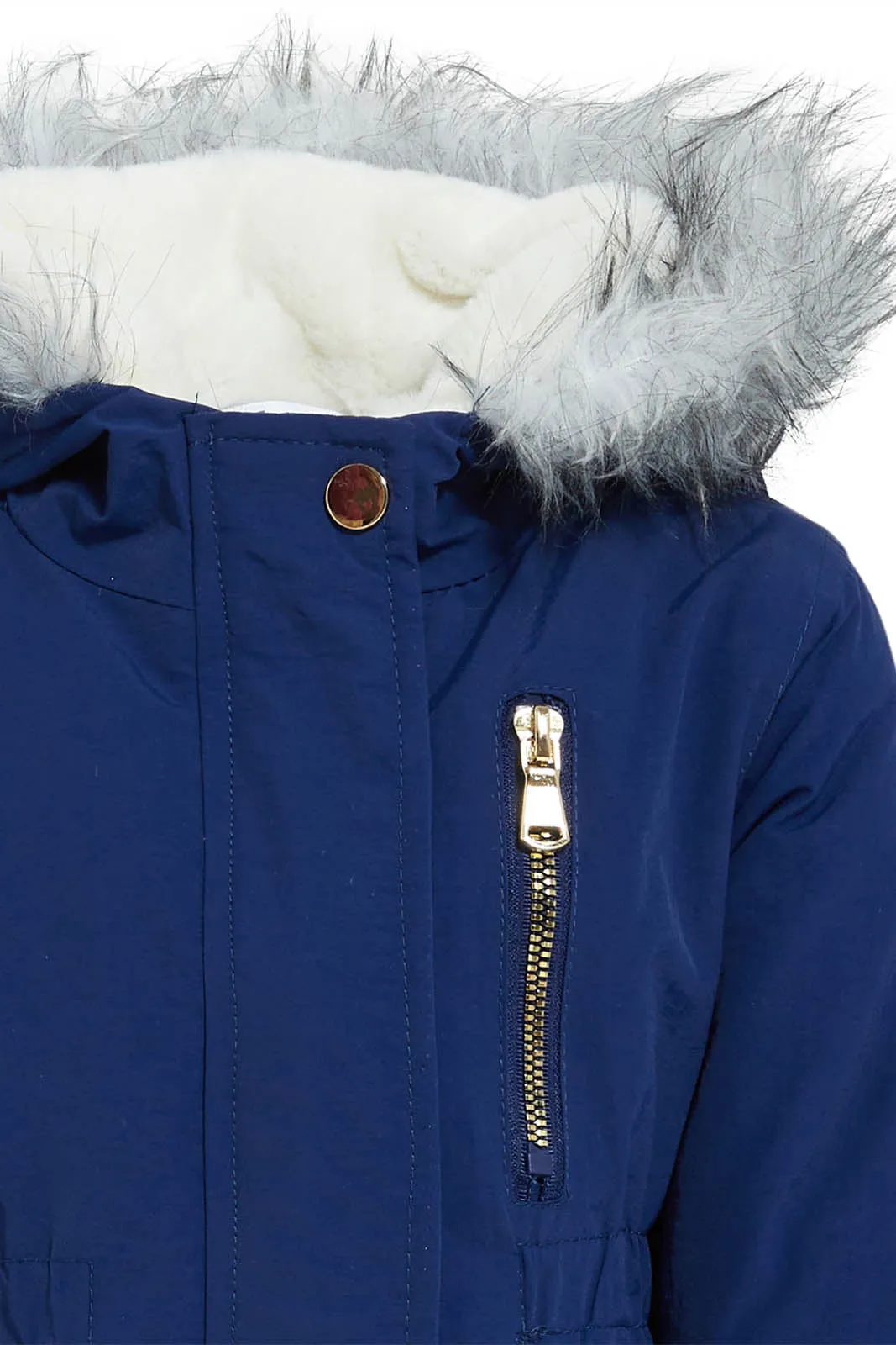 Navy Fur Hooded Jacket