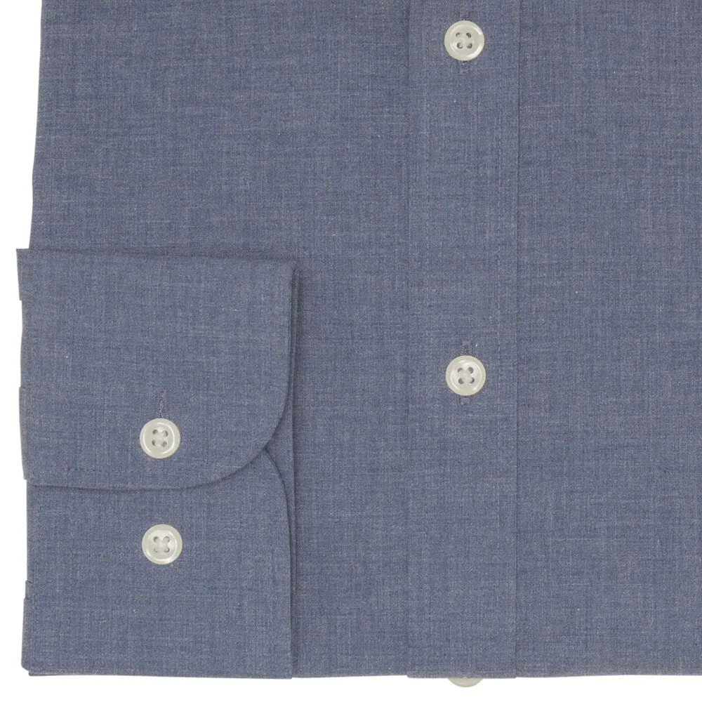 Navy Melange Poplin Slim Fit Shirt