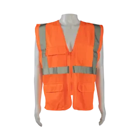 OVM24 ANSI CLASS II Orange Mesh 4-Pocket Safety Vests