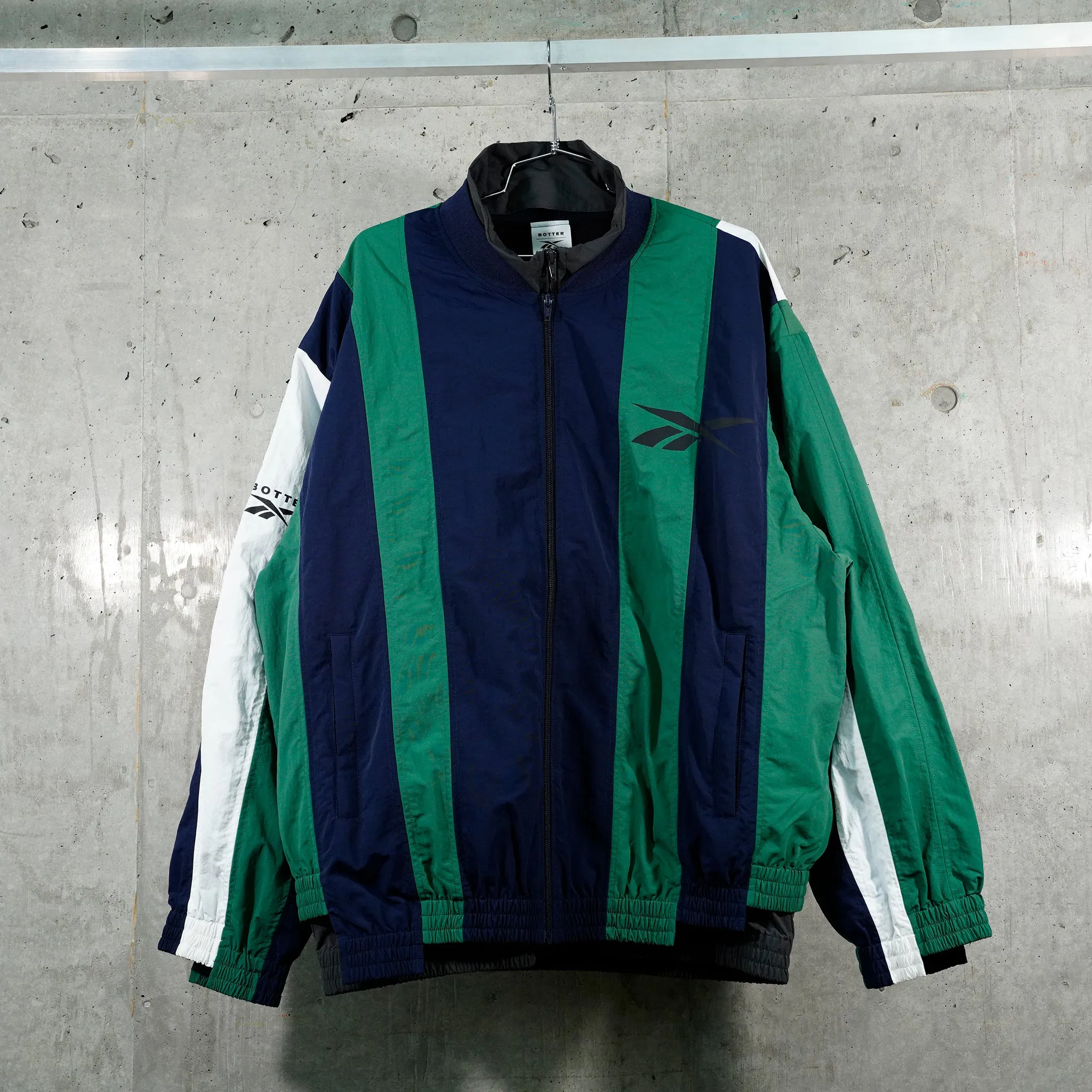 PANELED TRACK JACKET / NAVY/FOREST GREEN