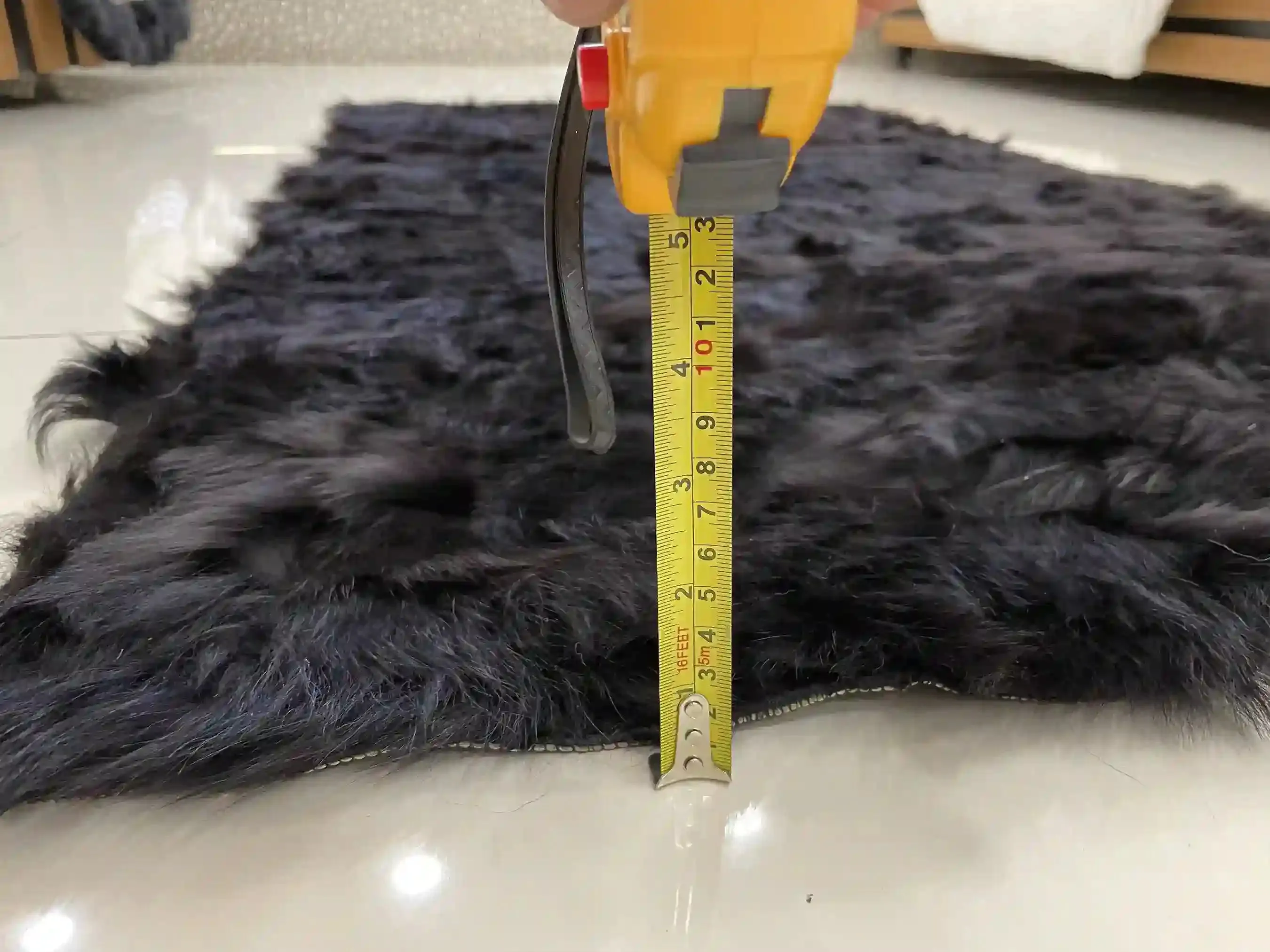 Patchwork Fluffy Wool Black Natural Sheepskin Handmade Soft 6x8 Carpet