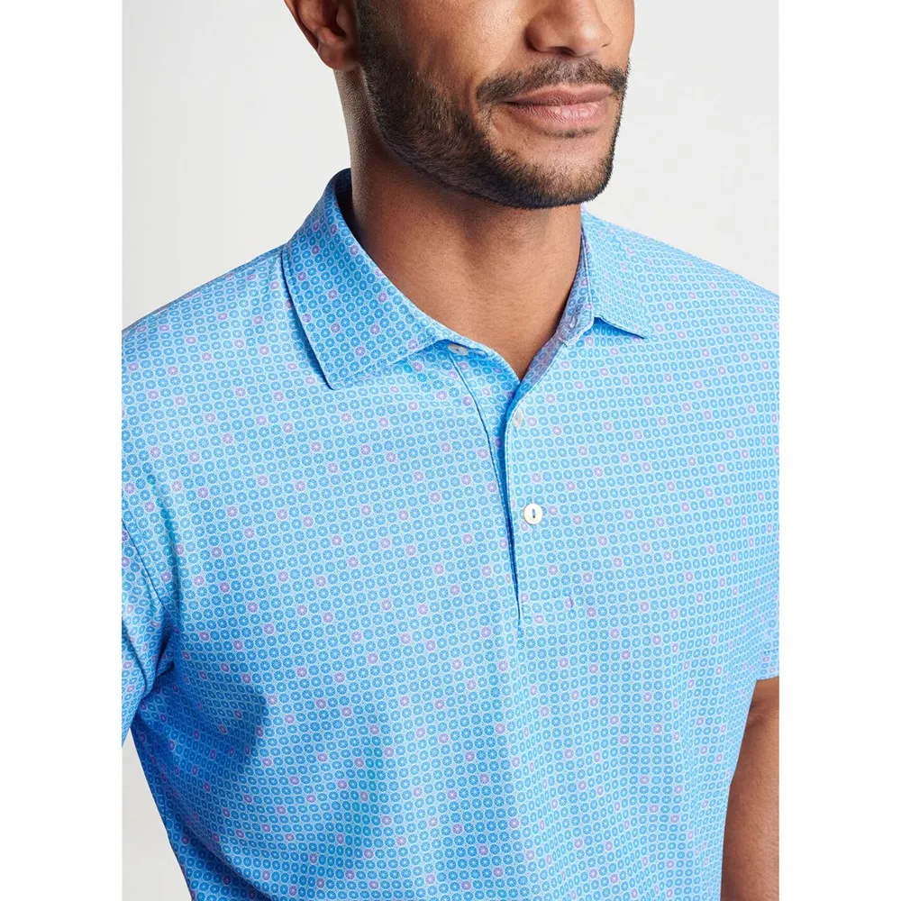 Peter Millar Spokes Performance Mesh Polo Golf Shirt - Liberty Blue