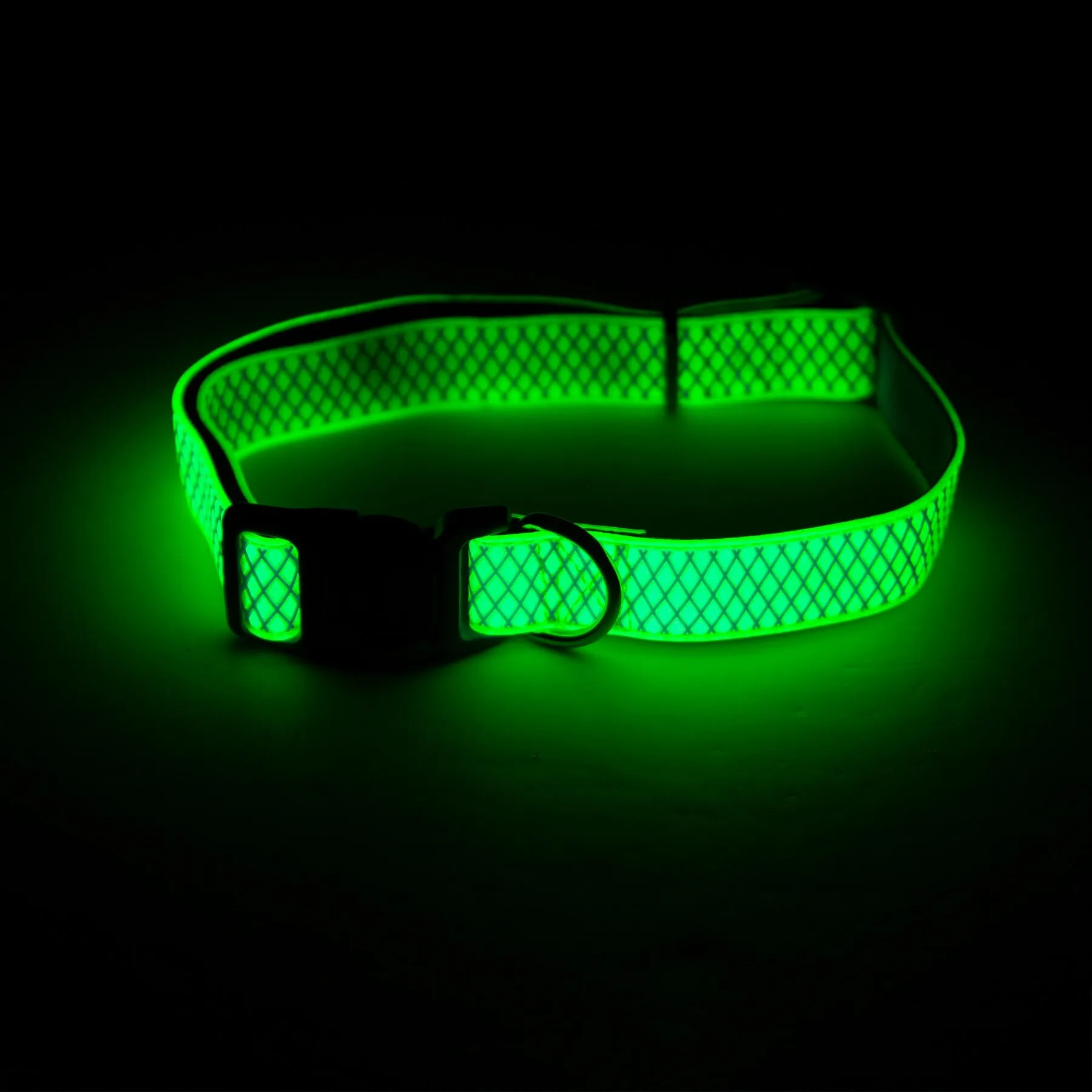 Petmate Green Grid Glow in the Dark Dog Collar