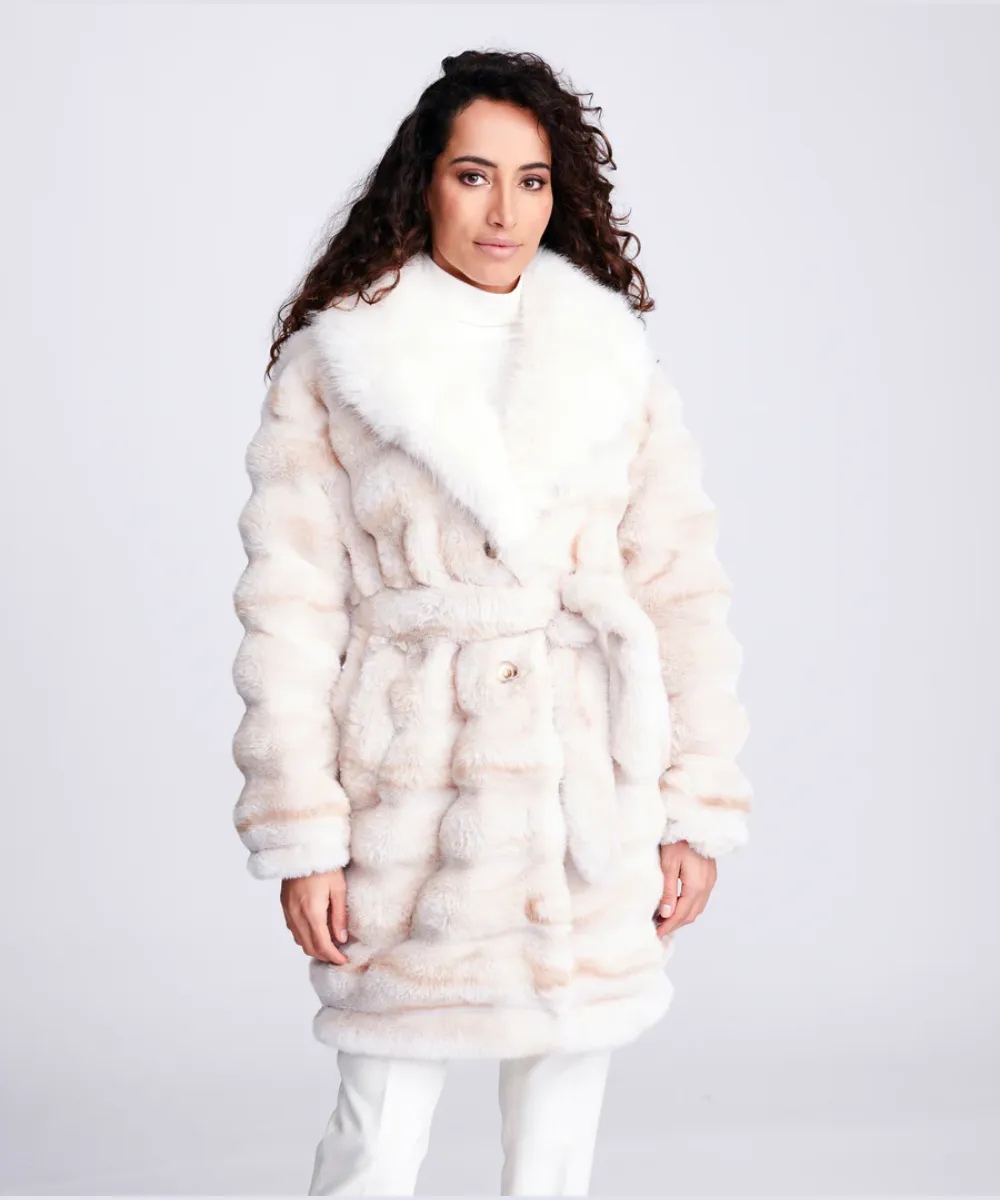 PIA ROSSINI KEEVA HONEYCOMB ECO FAUX FUR COAT