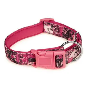 Pink & Black Floral Neoprene Dog Collar