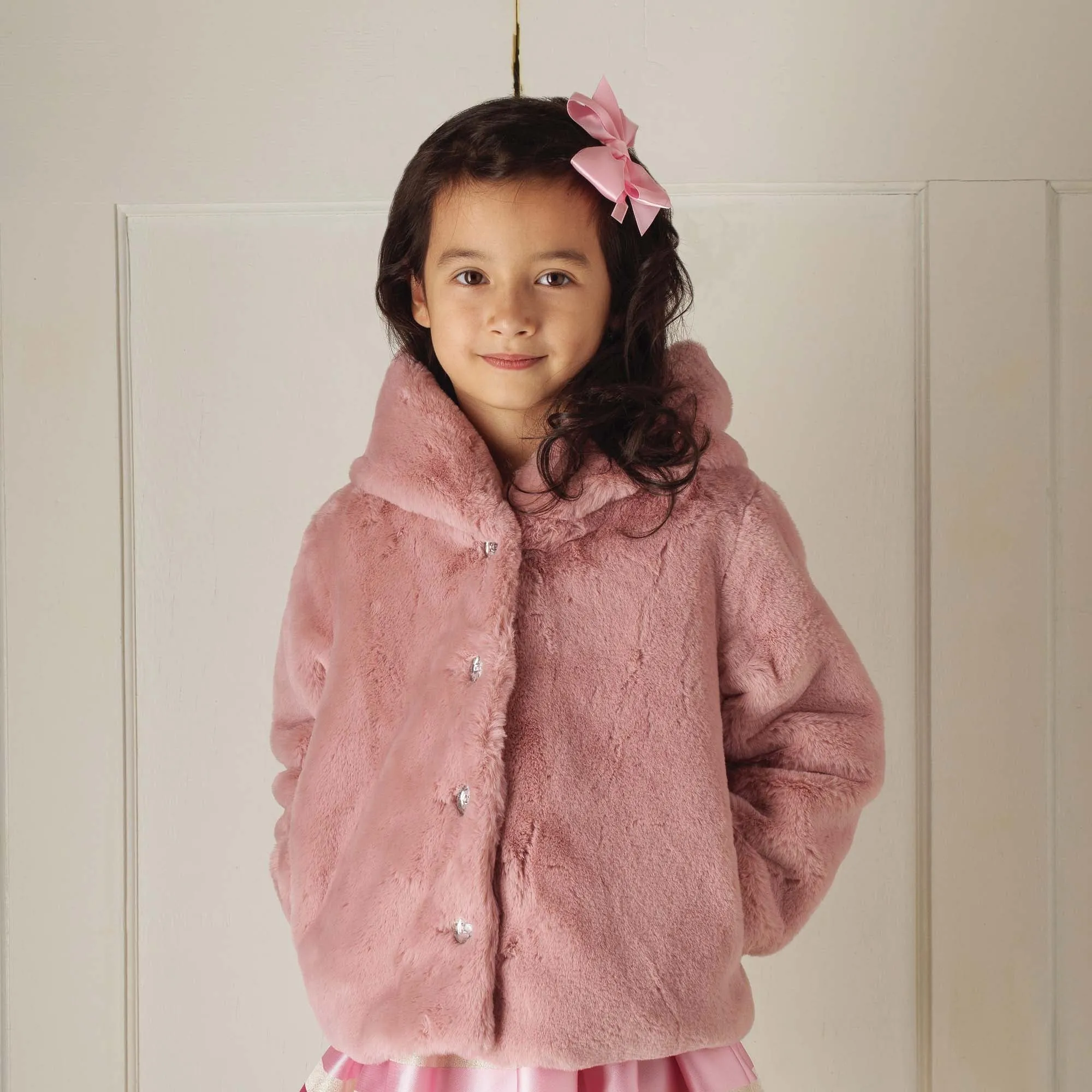 Pink Faux Fur Short Jacket