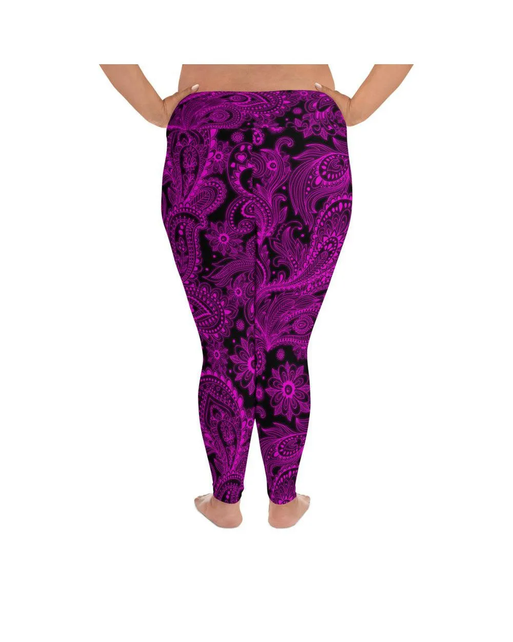 Pink Glowing Floral Plus Size Leggings