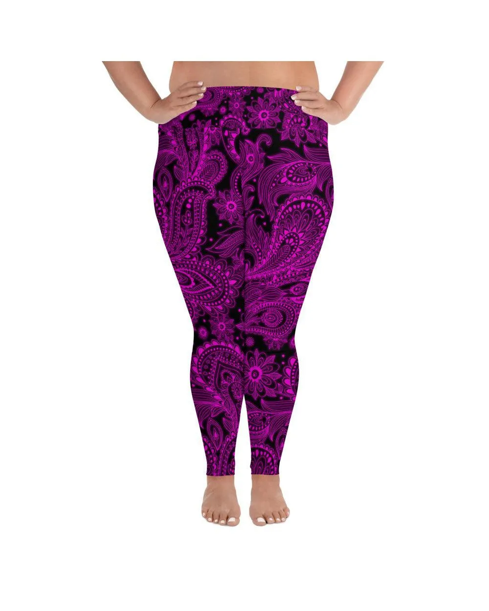 Pink Glowing Floral Plus Size Leggings