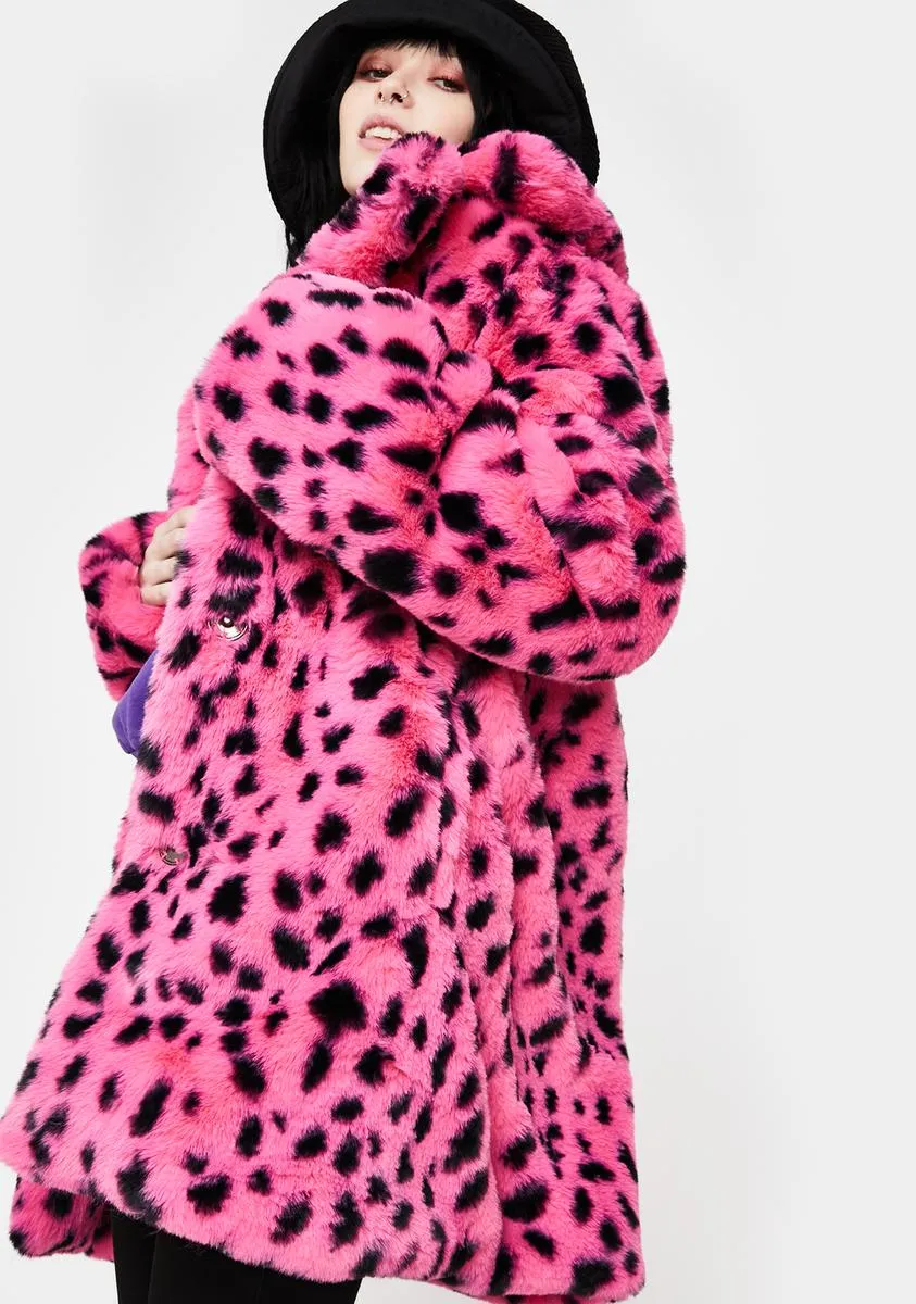 Pink N' Black Leopard Fur Coat