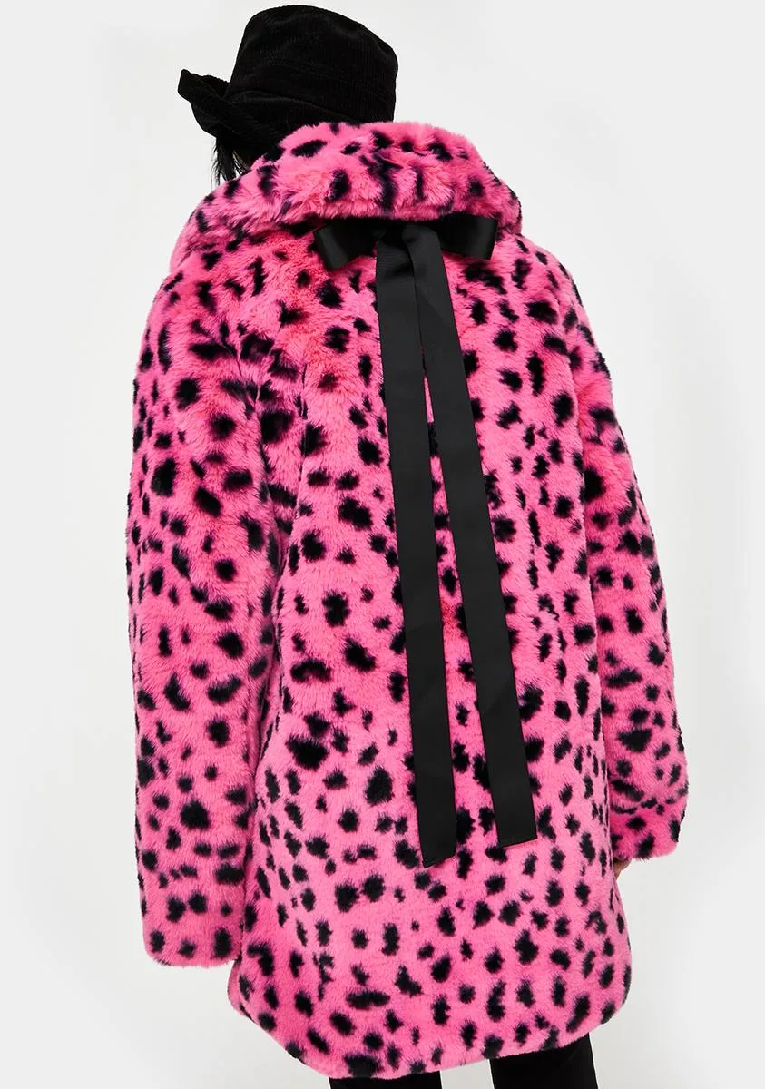 Pink N' Black Leopard Fur Coat