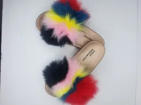 "Kaleidoscope Fun" Fluffy Fur Slippers