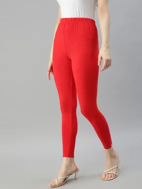 Red Comfortable Ankle Leggings For Women