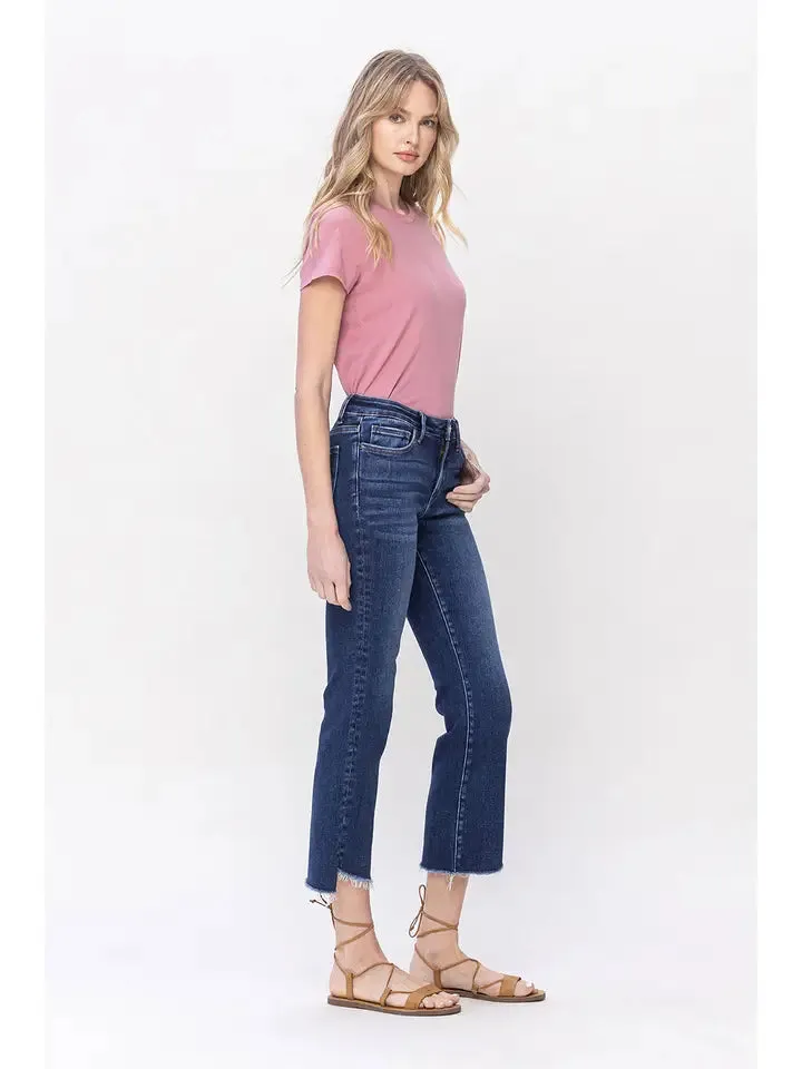 Satisfied Mid Rise Crop Flare Jeans