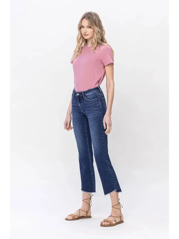 Satisfied Mid Rise Crop Flare Jeans