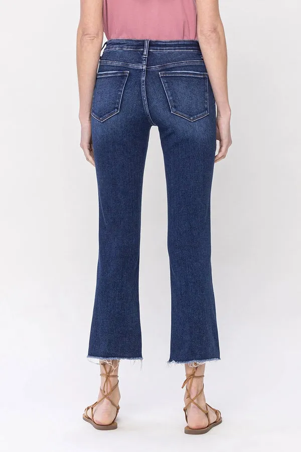 Satisfied Mid Rise Crop Flare Jeans