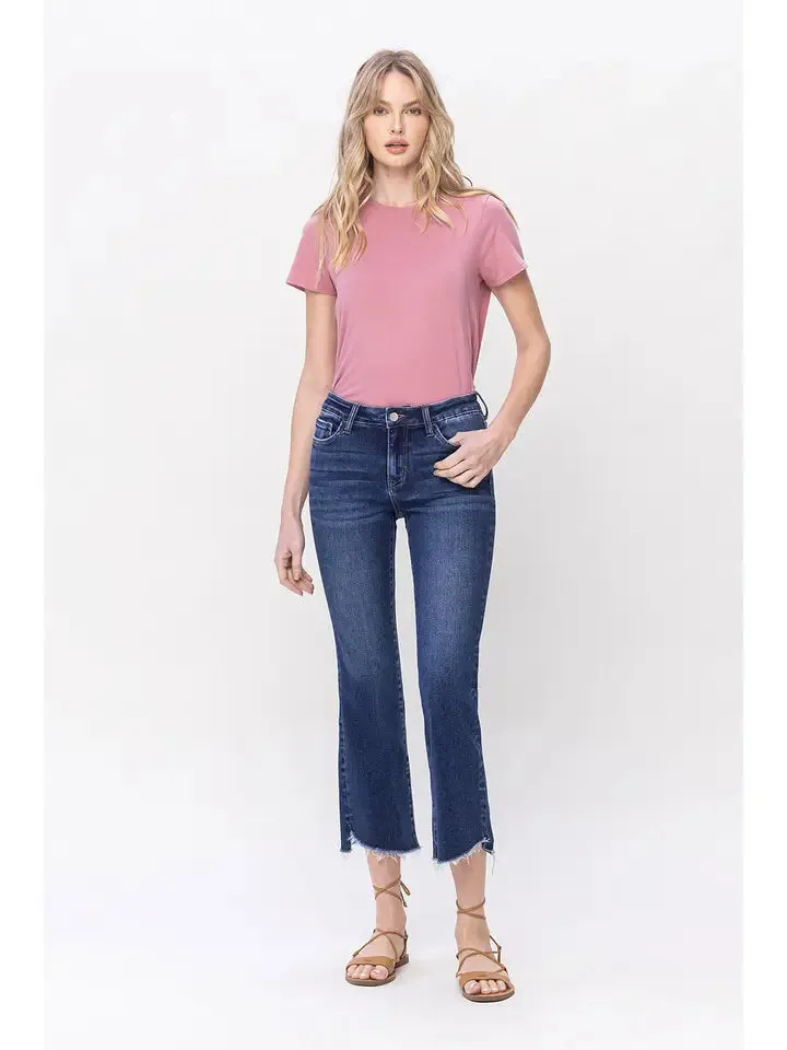 Satisfied Mid Rise Crop Flare Jeans