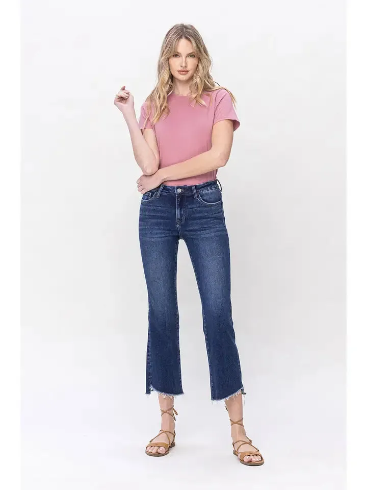 Satisfied Mid Rise Crop Flare Jeans