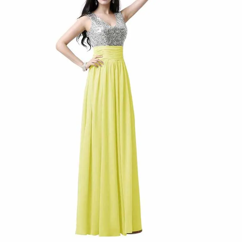 Sequin Top Bridesmaid Dress Chiffon Floor-Length Bridesmaid Dress100 colors