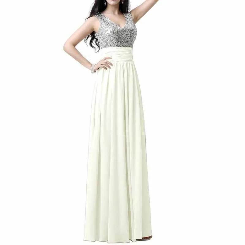 Sequin Top Bridesmaid Dress Chiffon Floor-Length Bridesmaid Dress100 colors