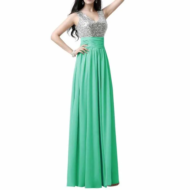 Sequin Top Bridesmaid Dress Chiffon Floor-Length Bridesmaid Dress100 colors