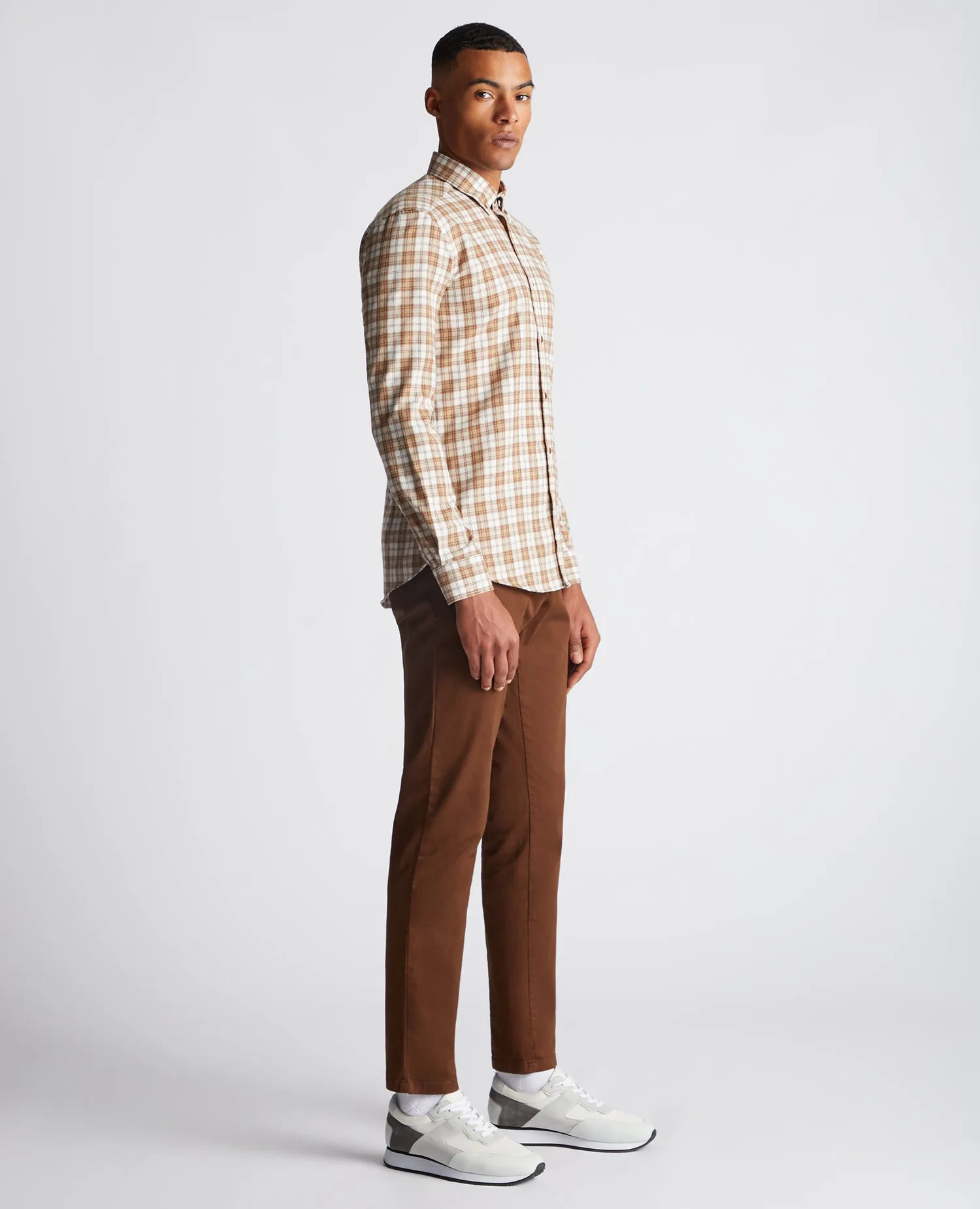 Slim Fit Checked Cotton Blend Shirt