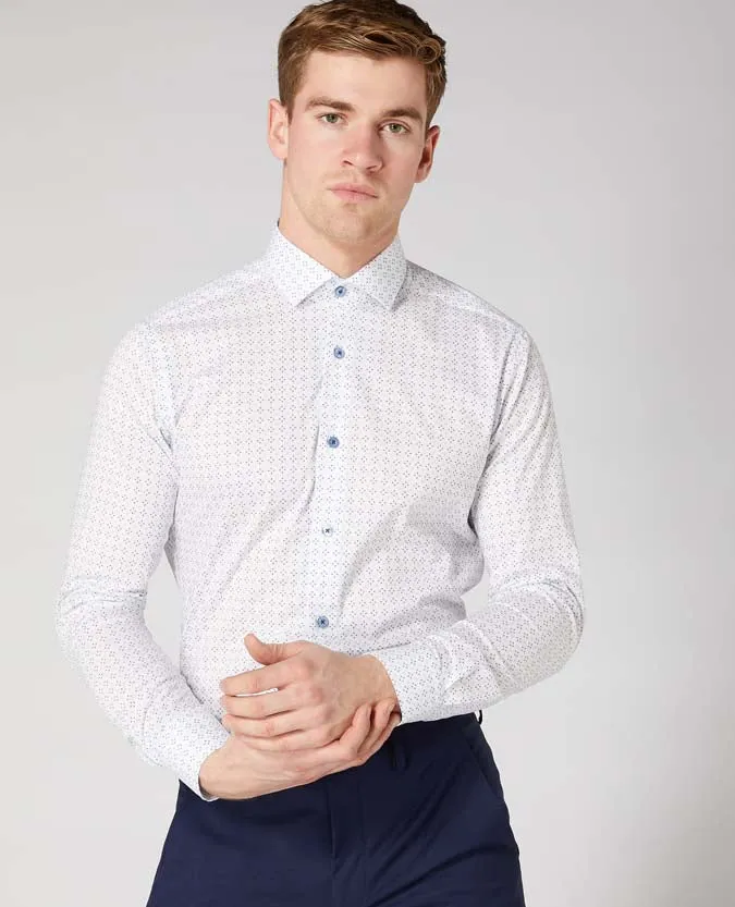 Slim Fit Cotton Stretch Print Shirt