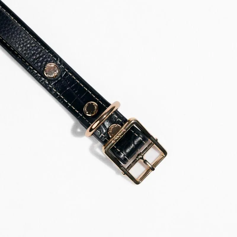 Slim Obsidian Leather Collar