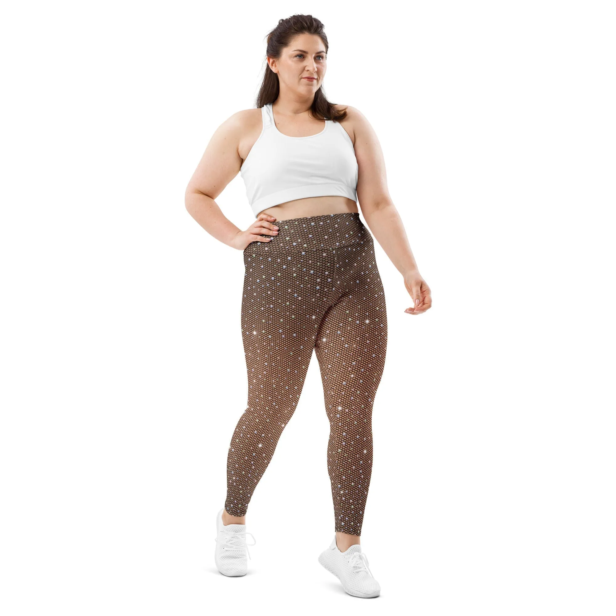 Sparkle Fishnet Print Plus Size Leggings