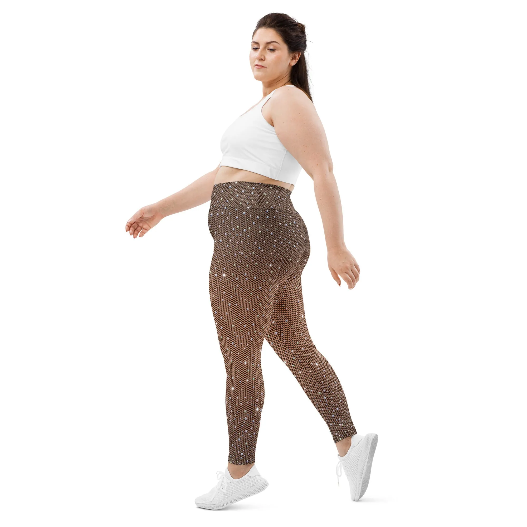 Sparkle Fishnet Print Plus Size Leggings