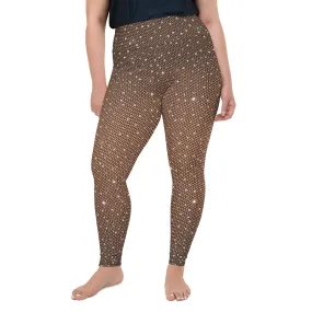 Sparkle Fishnet Print Plus Size Leggings