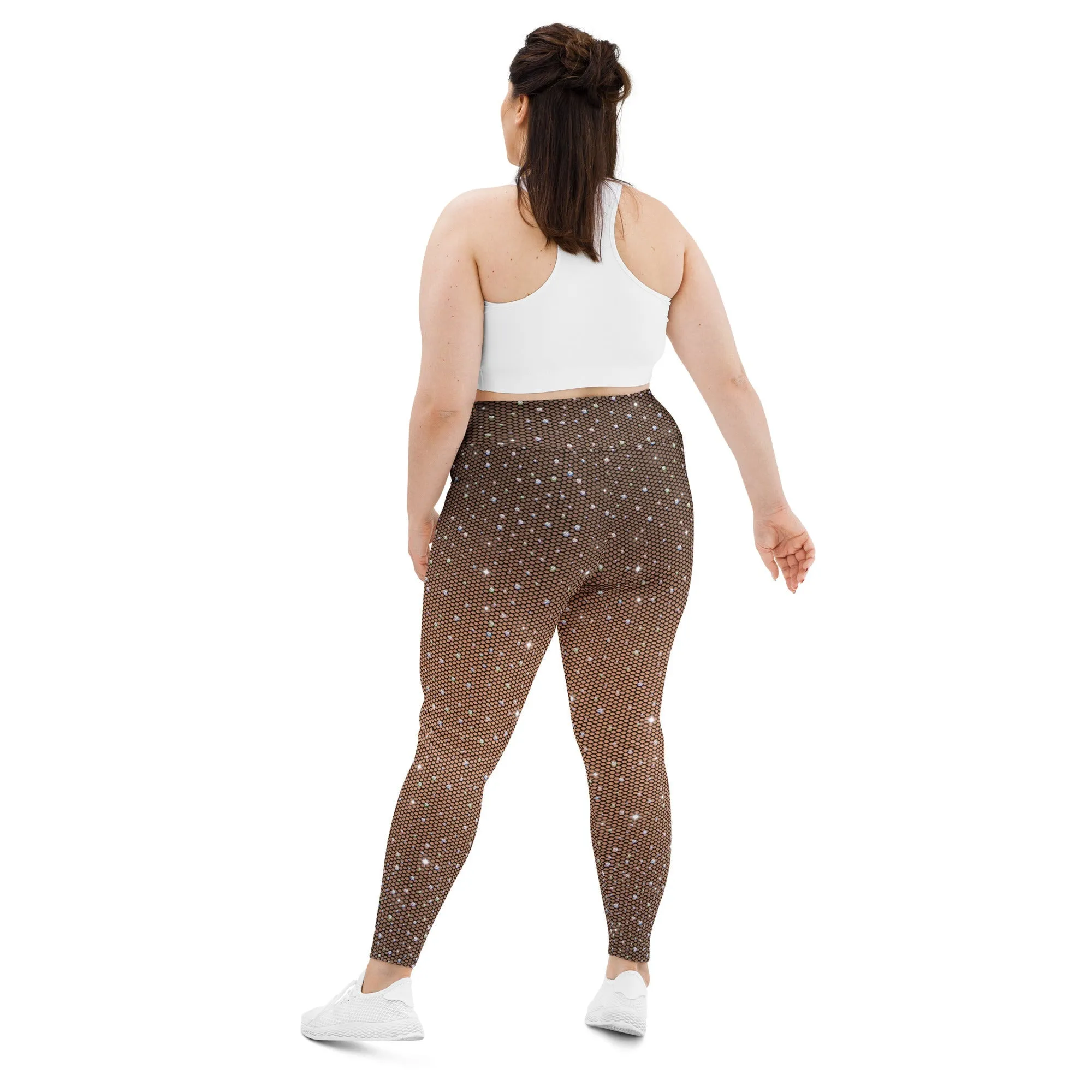 Sparkle Fishnet Print Plus Size Leggings