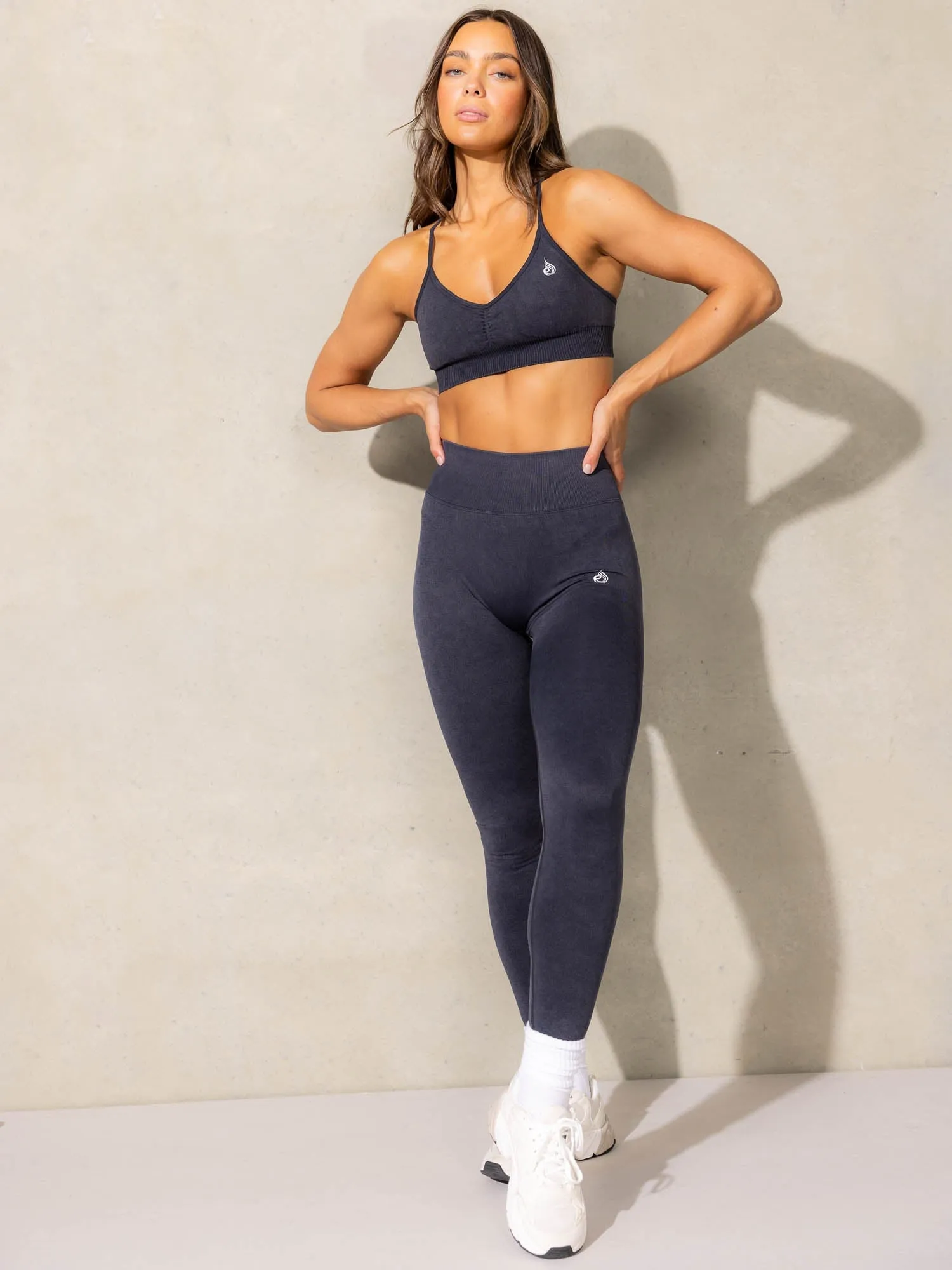 Stonewash Scrunch Seamless Leggings - Black Stonewash