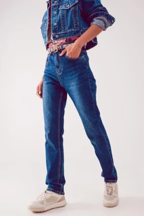 Straight Leg Jeans In Thrift Blue