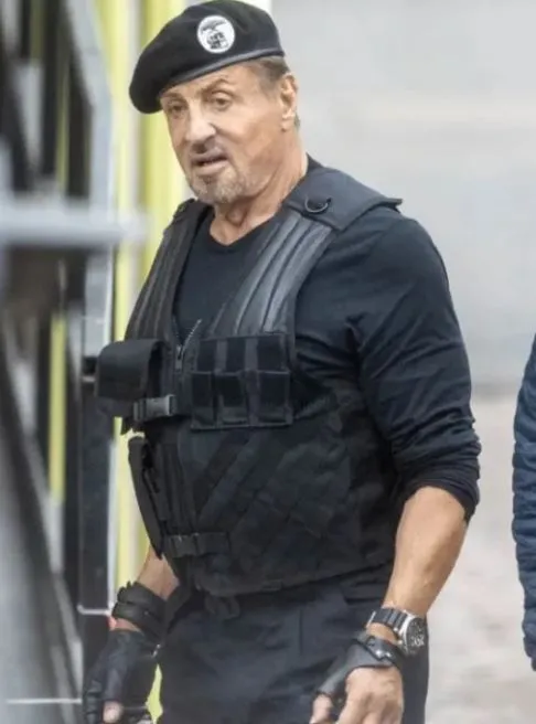 The Expendables 4 2023 Sylvester Stallone Black Tactical Leather Vest