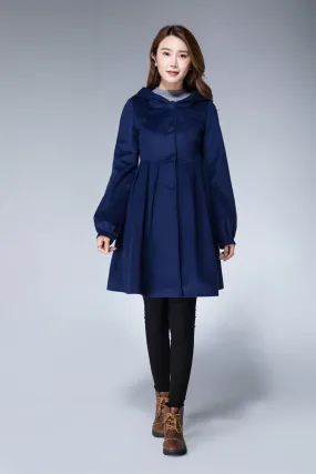 warm winter coat, coat jacket, hooded coat, christmas coat, hoodie coat , blue coat 1869