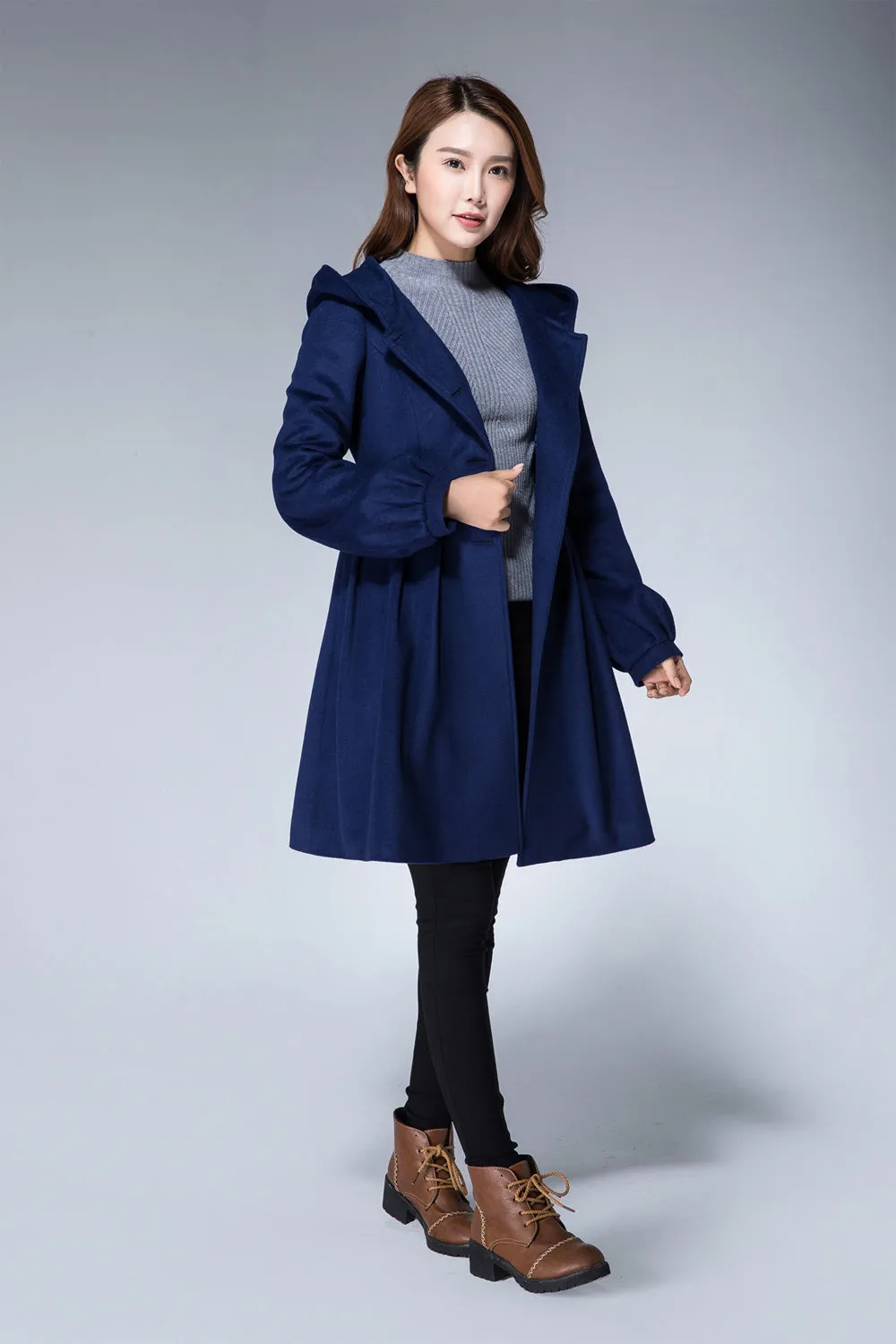 warm winter coat, coat jacket, hooded coat, christmas coat, hoodie coat , blue coat 1869