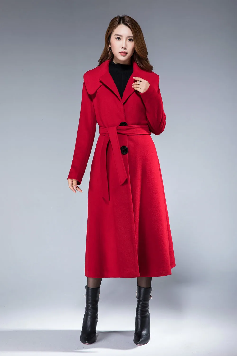 warm winter coat, red coat 1859#