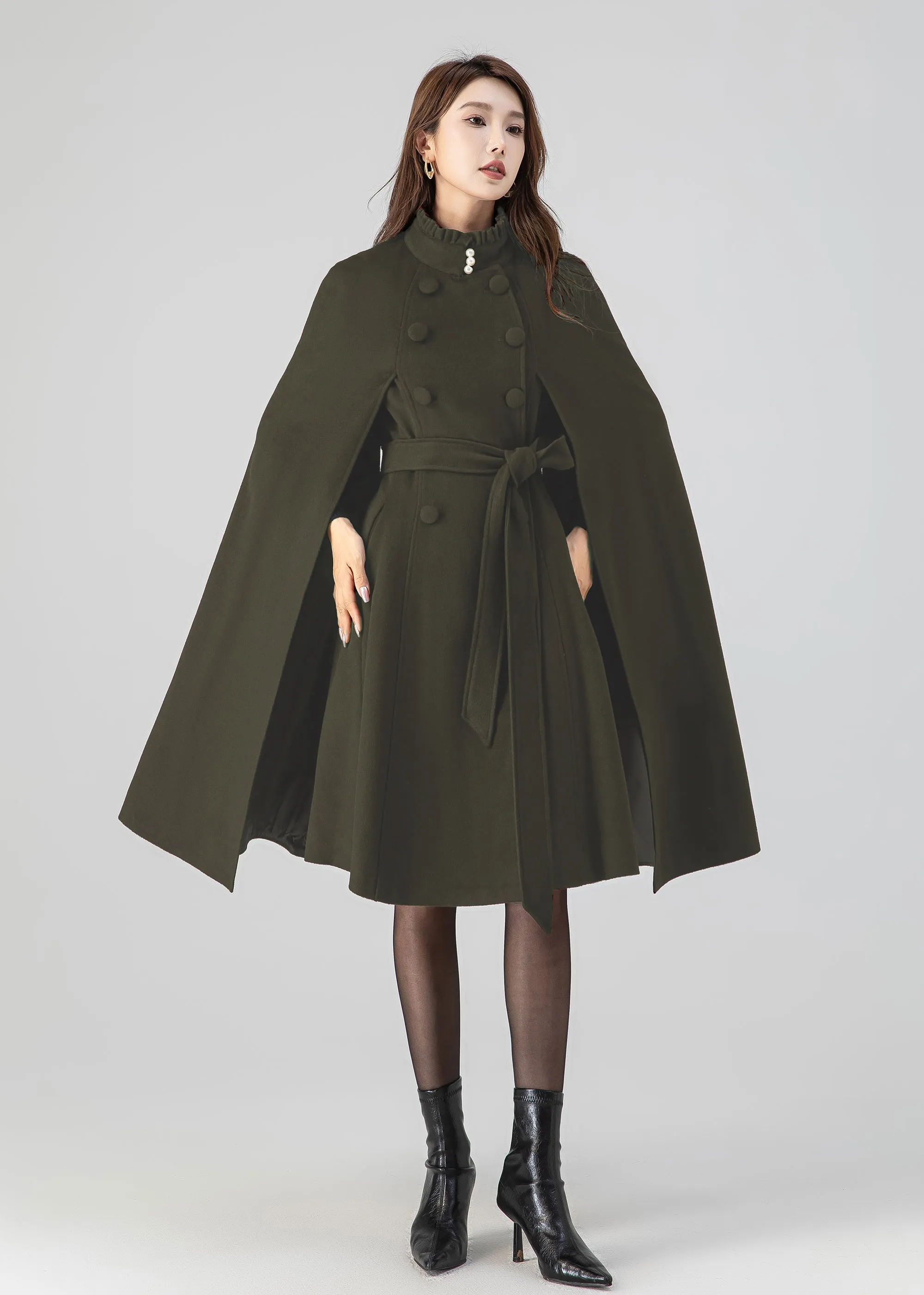 Warm wool cape coat  5552