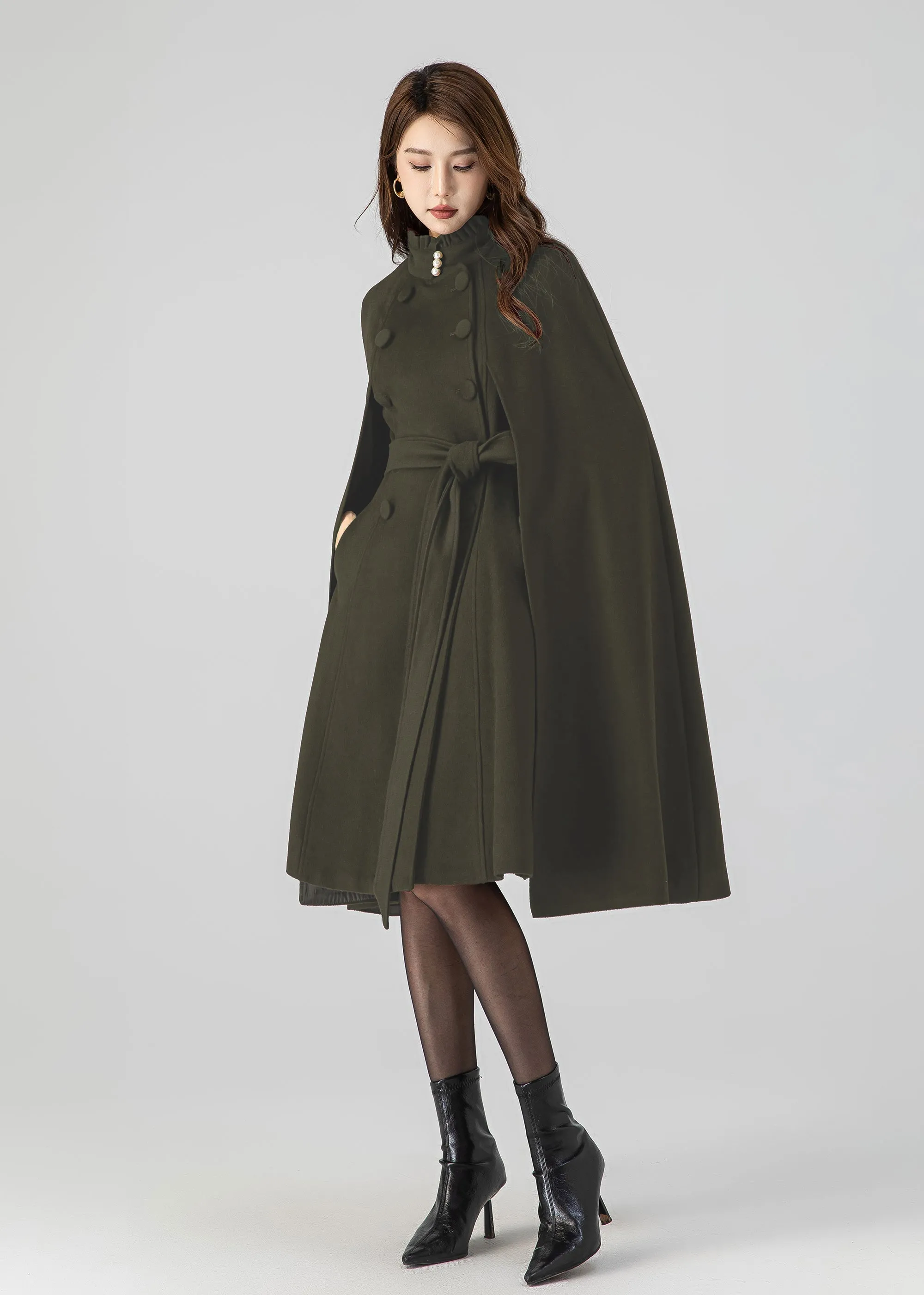 Warm wool cape coat  5552