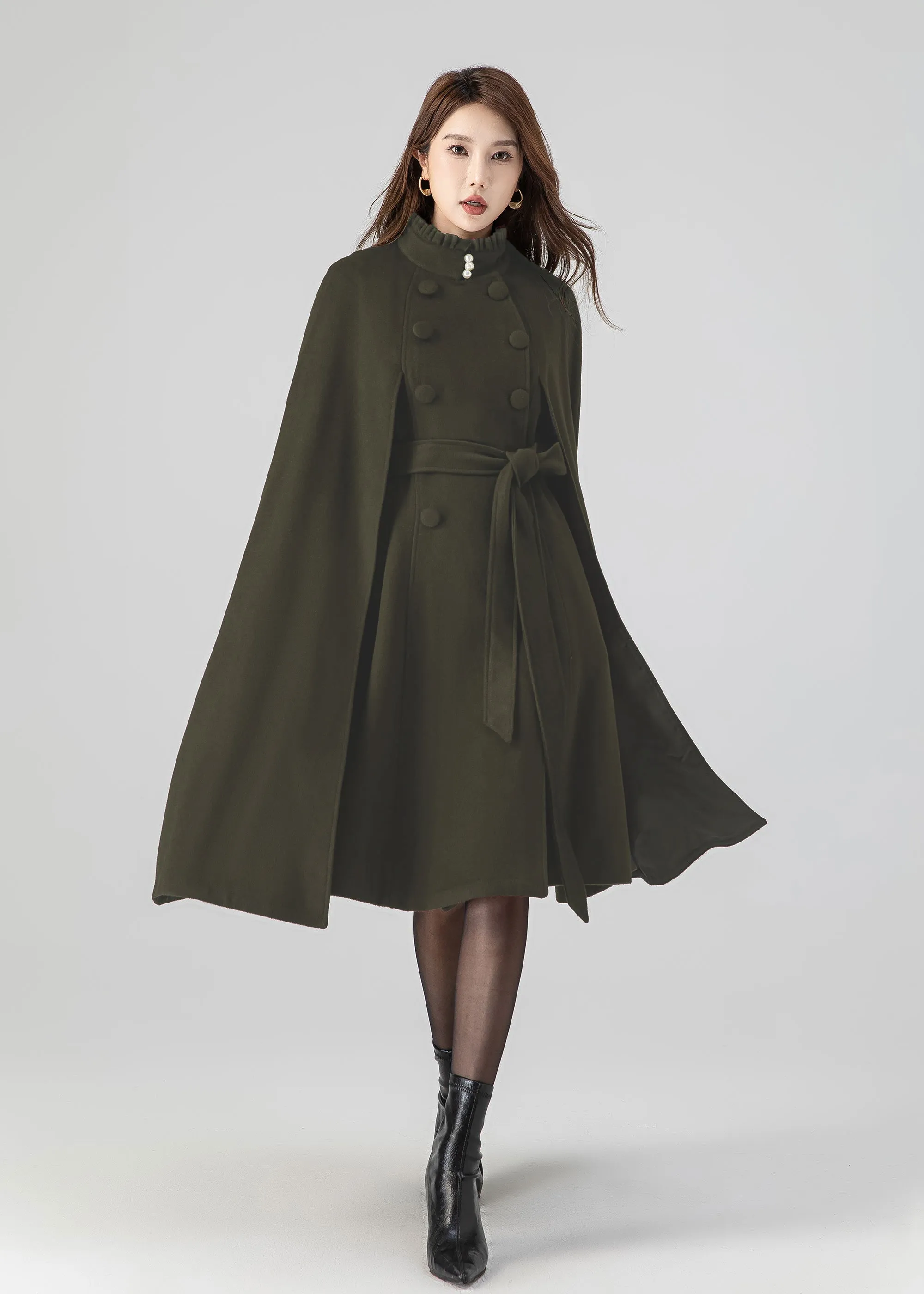 Warm wool cape coat  5552