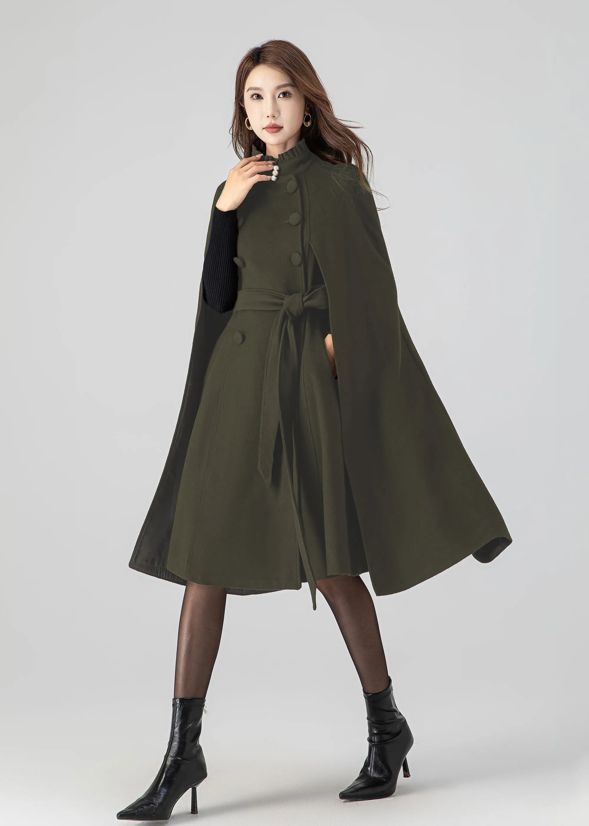 Warm wool cape coat  5552