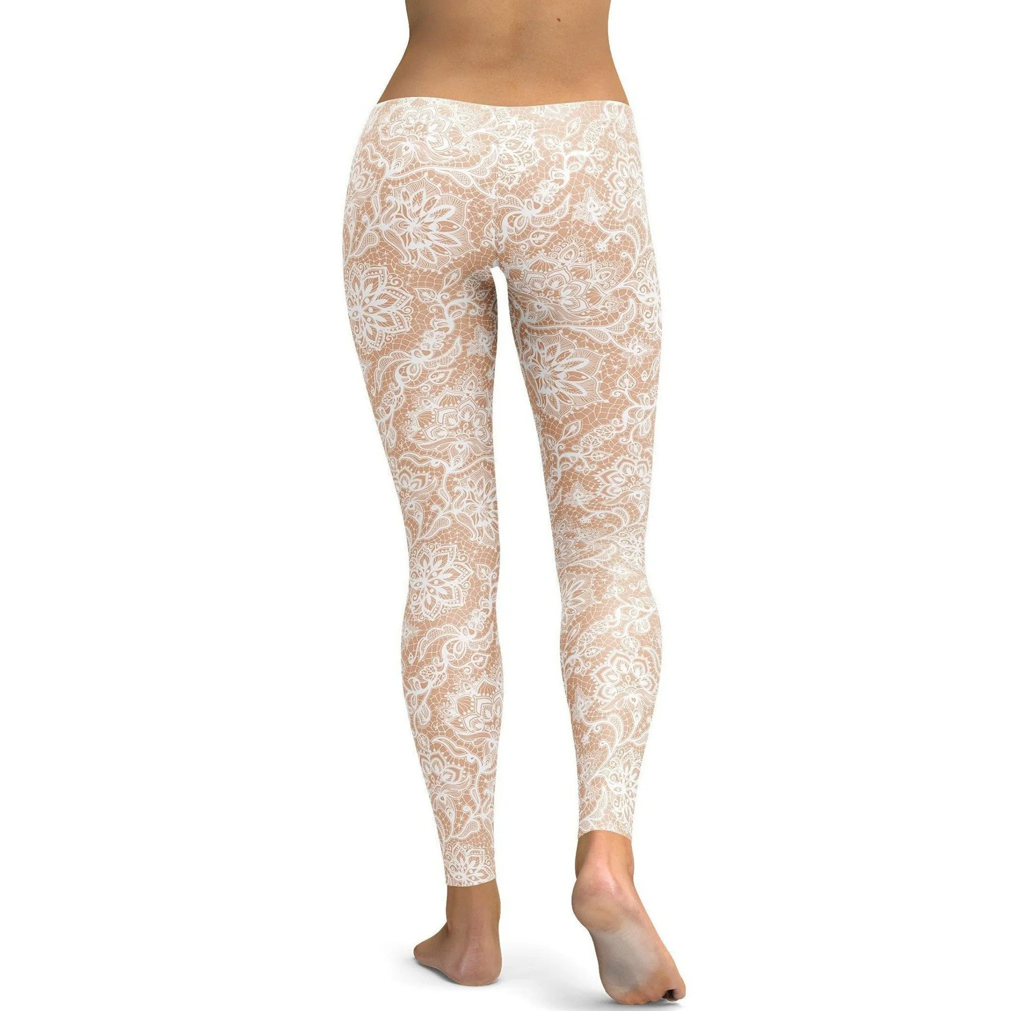 White Faux Lace Leggings