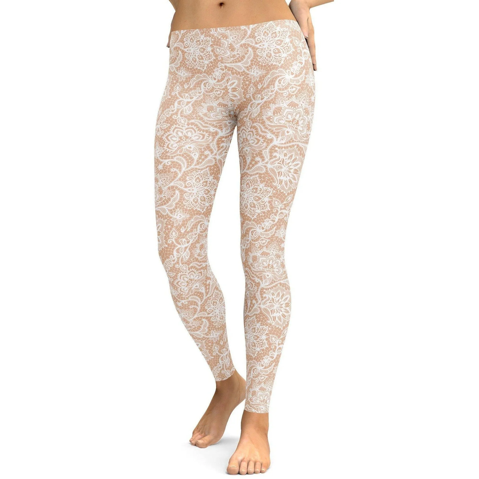 White Faux Lace Leggings