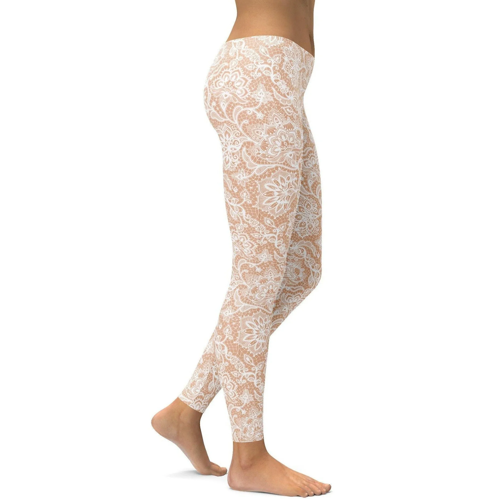 White Faux Lace Leggings