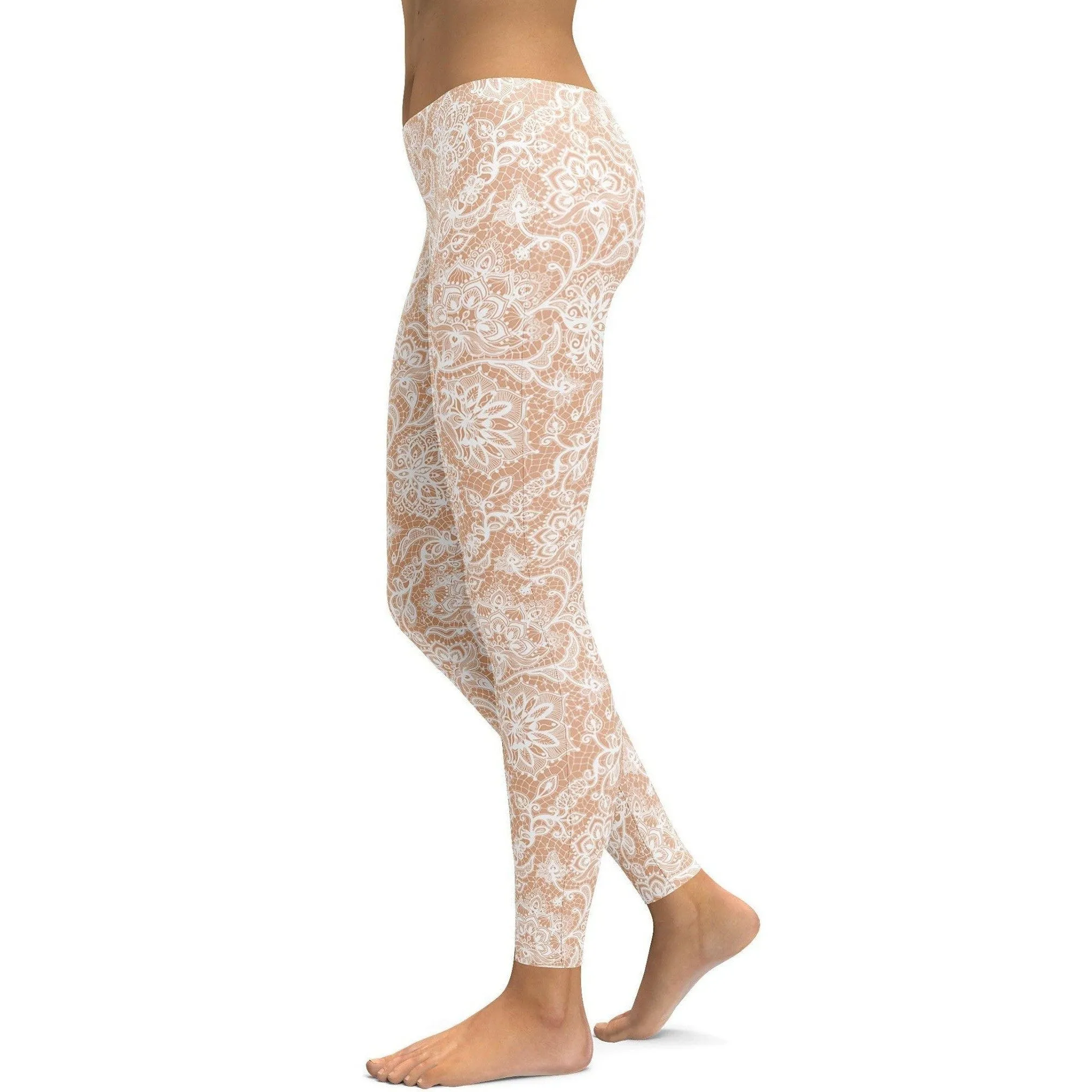 White Faux Lace Leggings