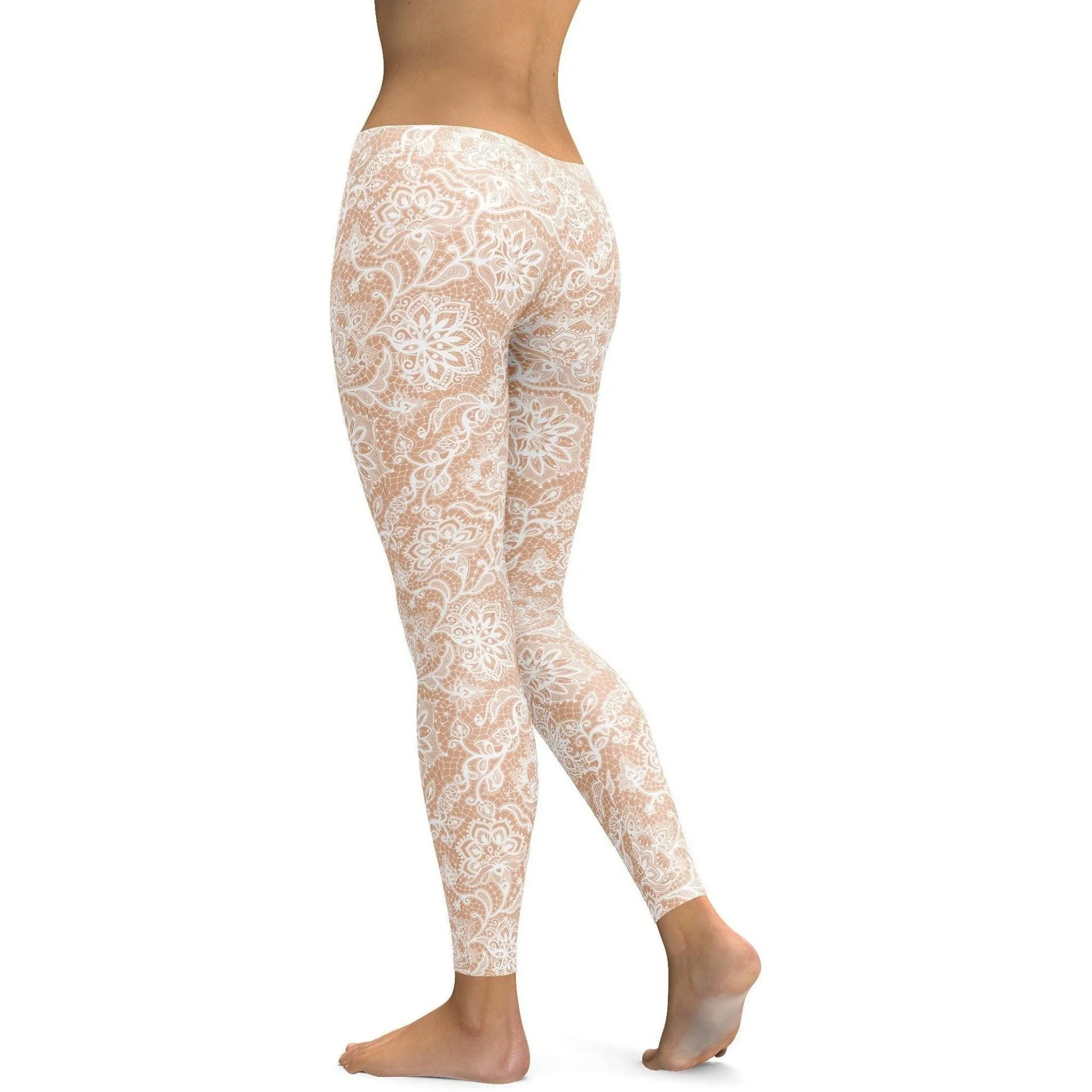 White Faux Lace Leggings