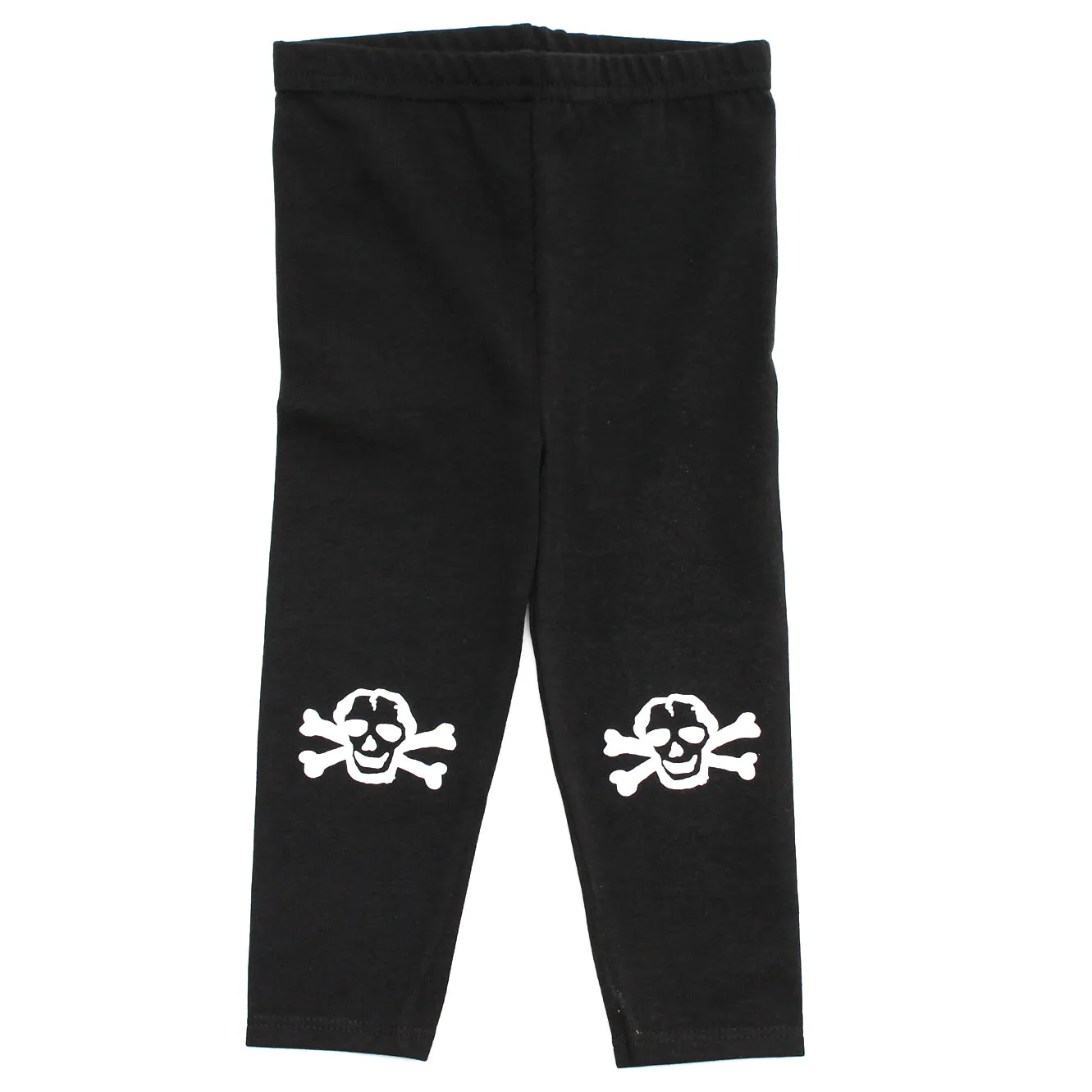 White Scribble Skull Infant Cotton Jersey Leggings, Black