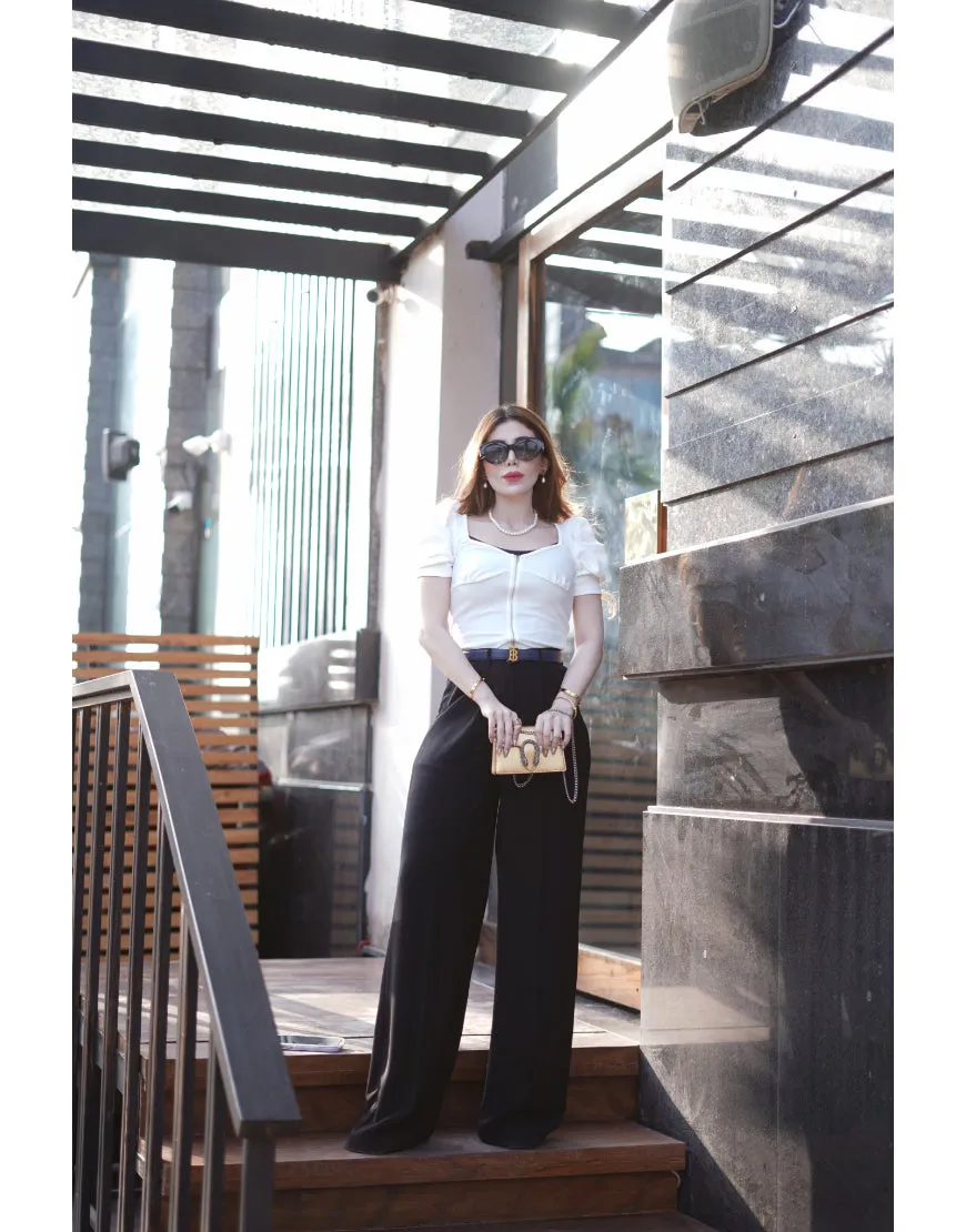 Wide Georgette Pants Black