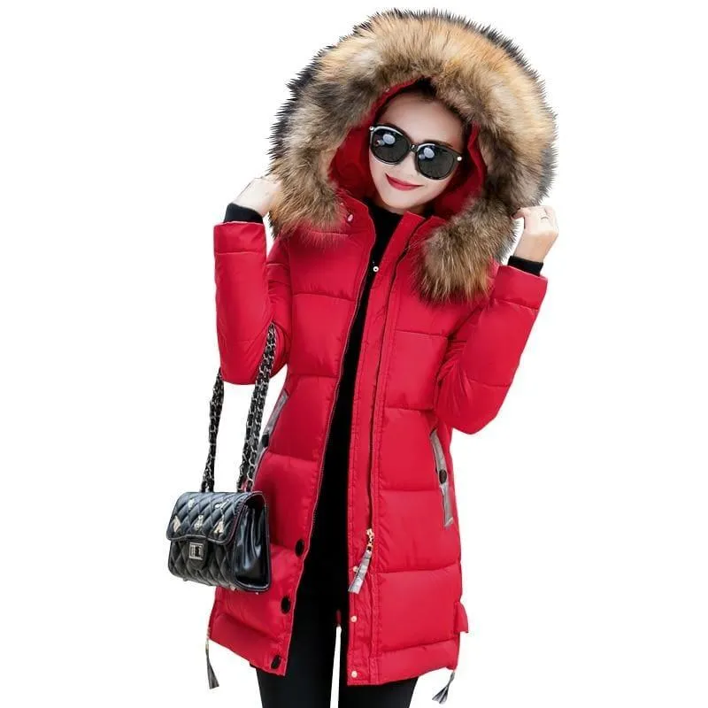 Winter Hooded Female Outerwear Parka Long Coat